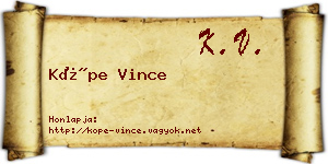 Köpe Vince névjegykártya