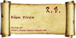 Köpe Vince névjegykártya